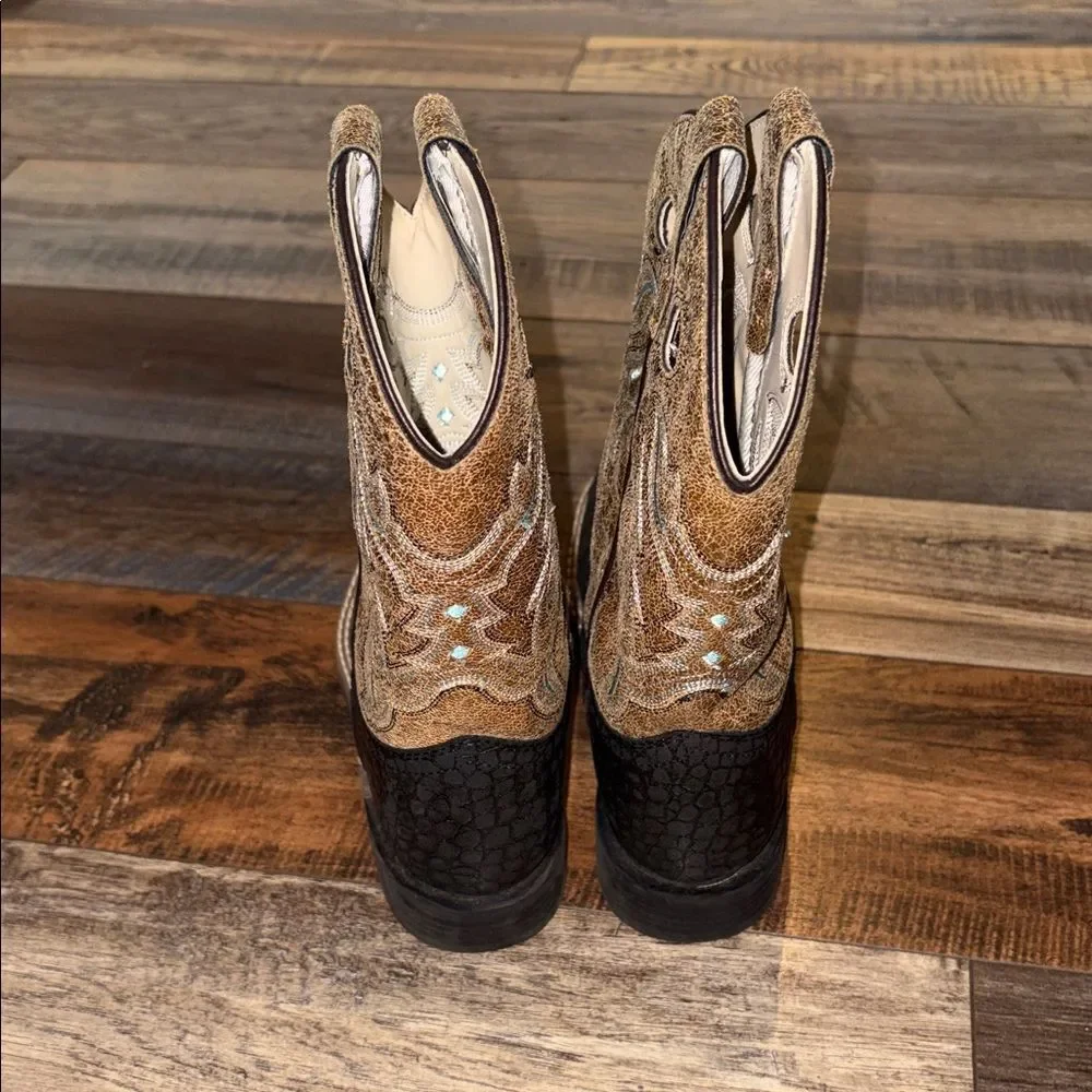Old West Boy’s Tan & Brown Cowboy Boots